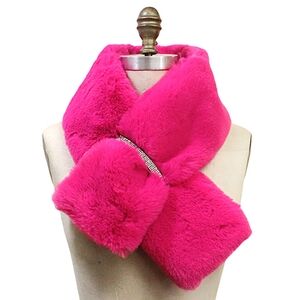 Pink Faux Fur Bling Style Pull Through Scarf Collar Winter Fashion Accessory